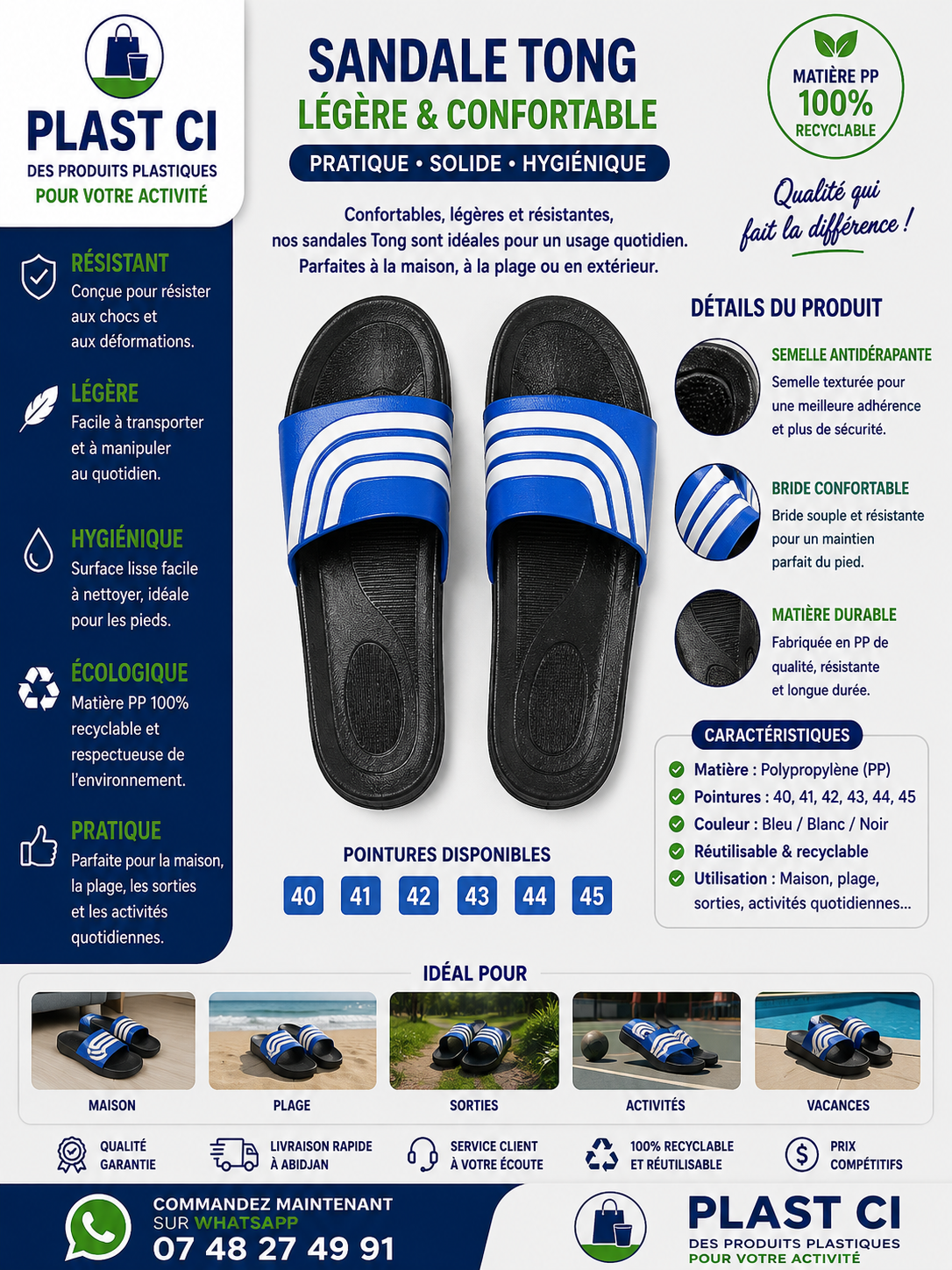 SANDALE S TONG POUR HOMMES — PLAST CI