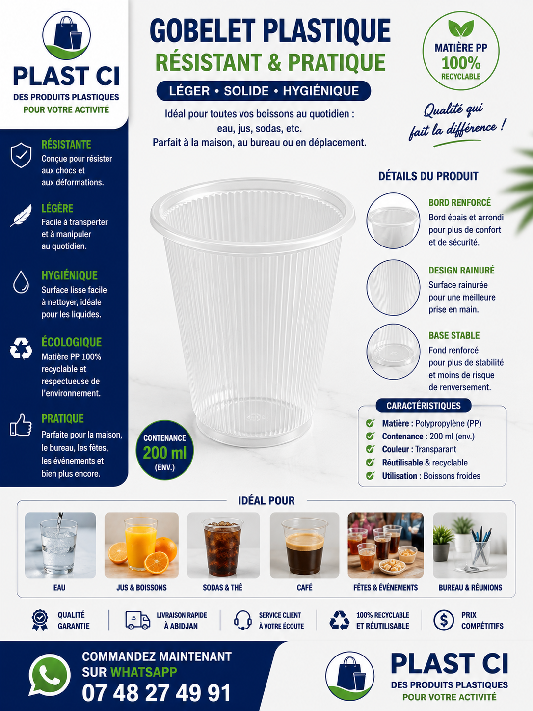 gobelets en plastiques jetable transparent — PLAST CI