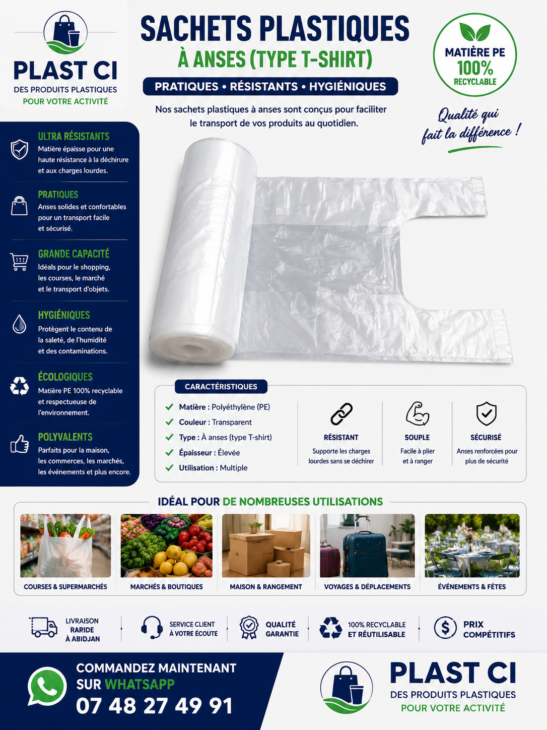 SACHET BLANCS BLANC 30X53 — PLAST CI