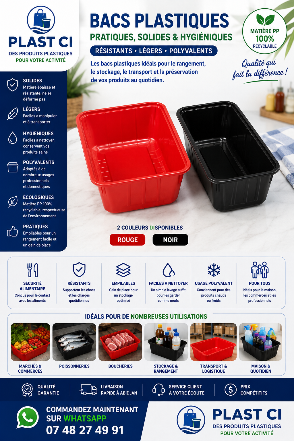 barquette transparent grand, rouge et noir — PLAST CI